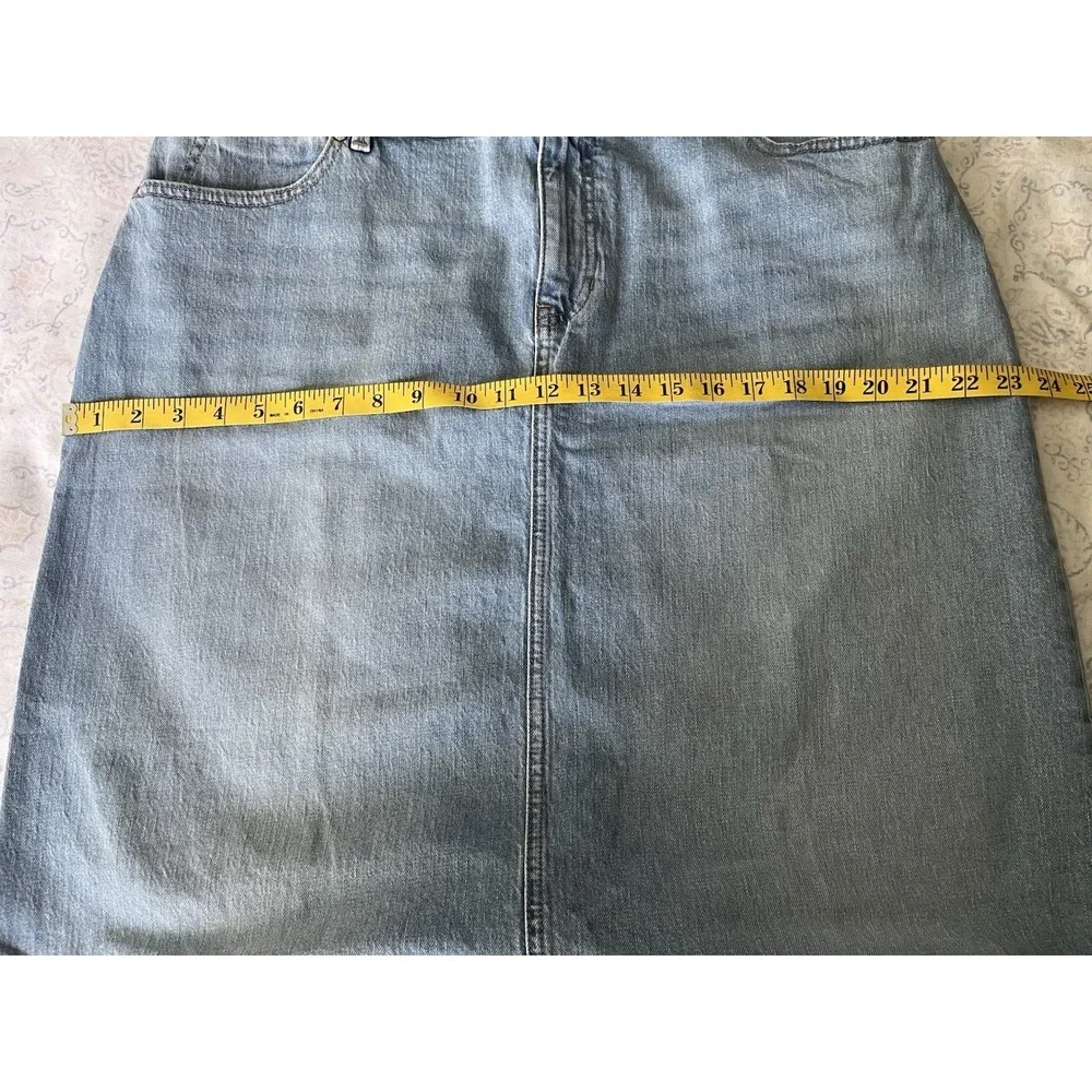 Talbots Women's Drop Hem Denim Midi Skirt Light Blue‎ Wash Size 16 NWT